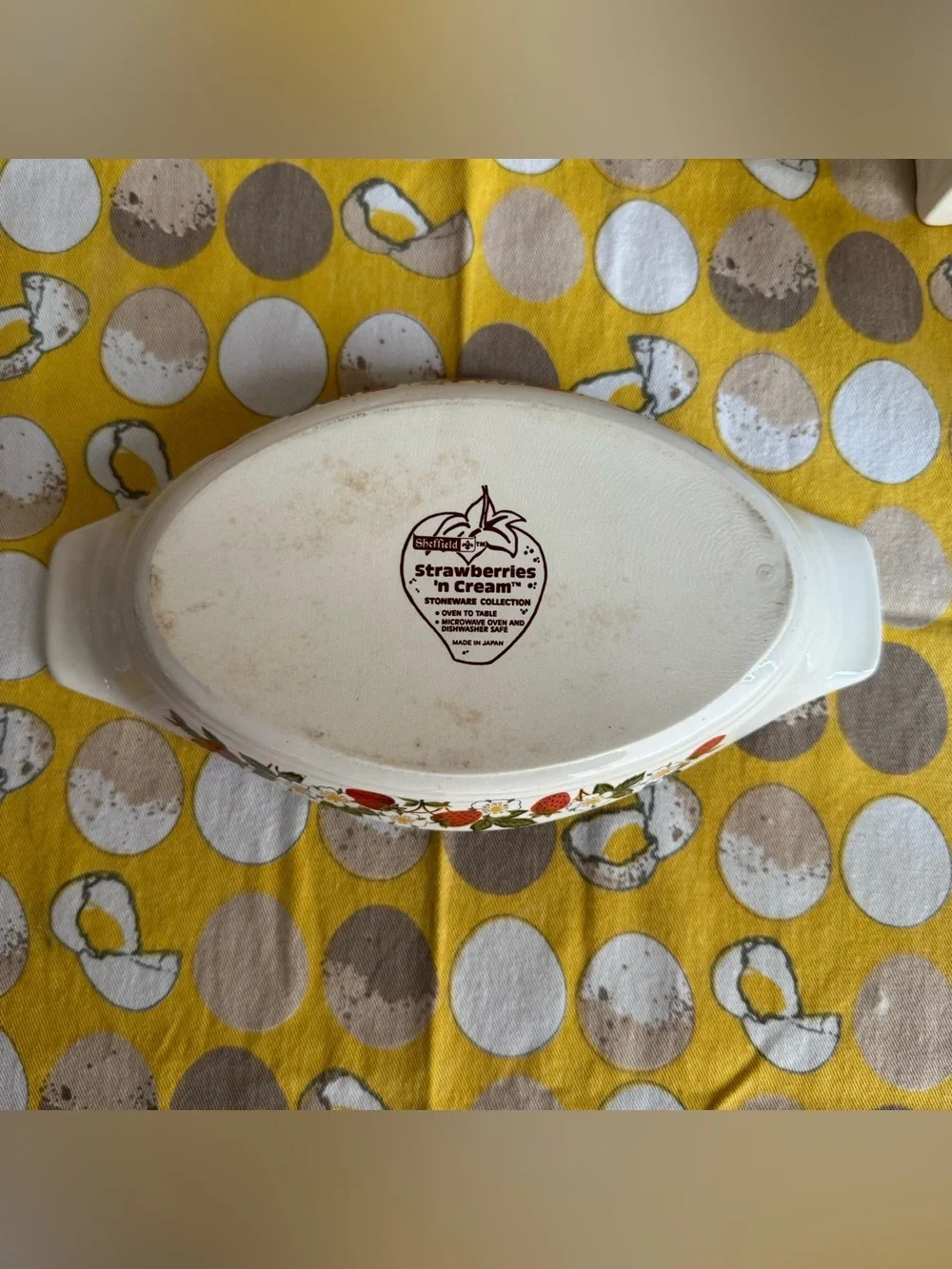 Vintage Sheffield Strawberries ‘n Cream lug handle baking dish